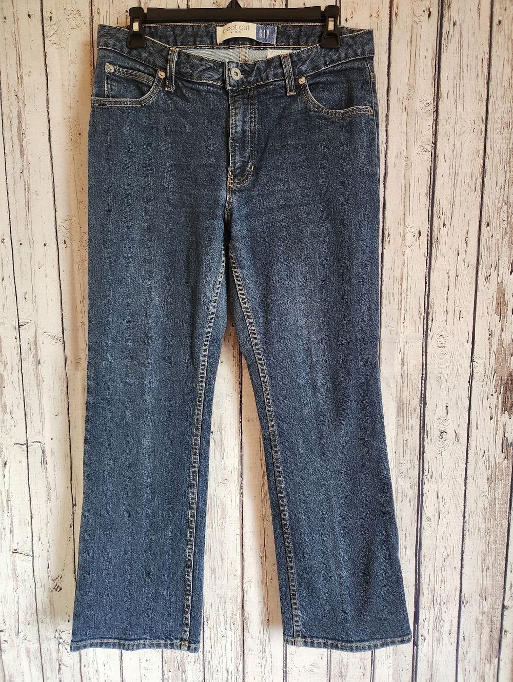 Gap Women's Blue Boot Cut Stretch Jeans Size 10 Ankle Medium Wash Made in USA